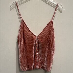 Free People Blush Velvet Button Front Camisole Size Small Womens